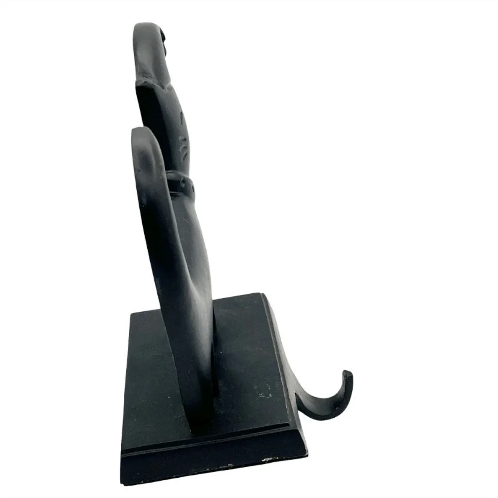 Black Cat Stocking Holder Santa Hat Cast Metal Mantel‎ Hook Christmas Vintage